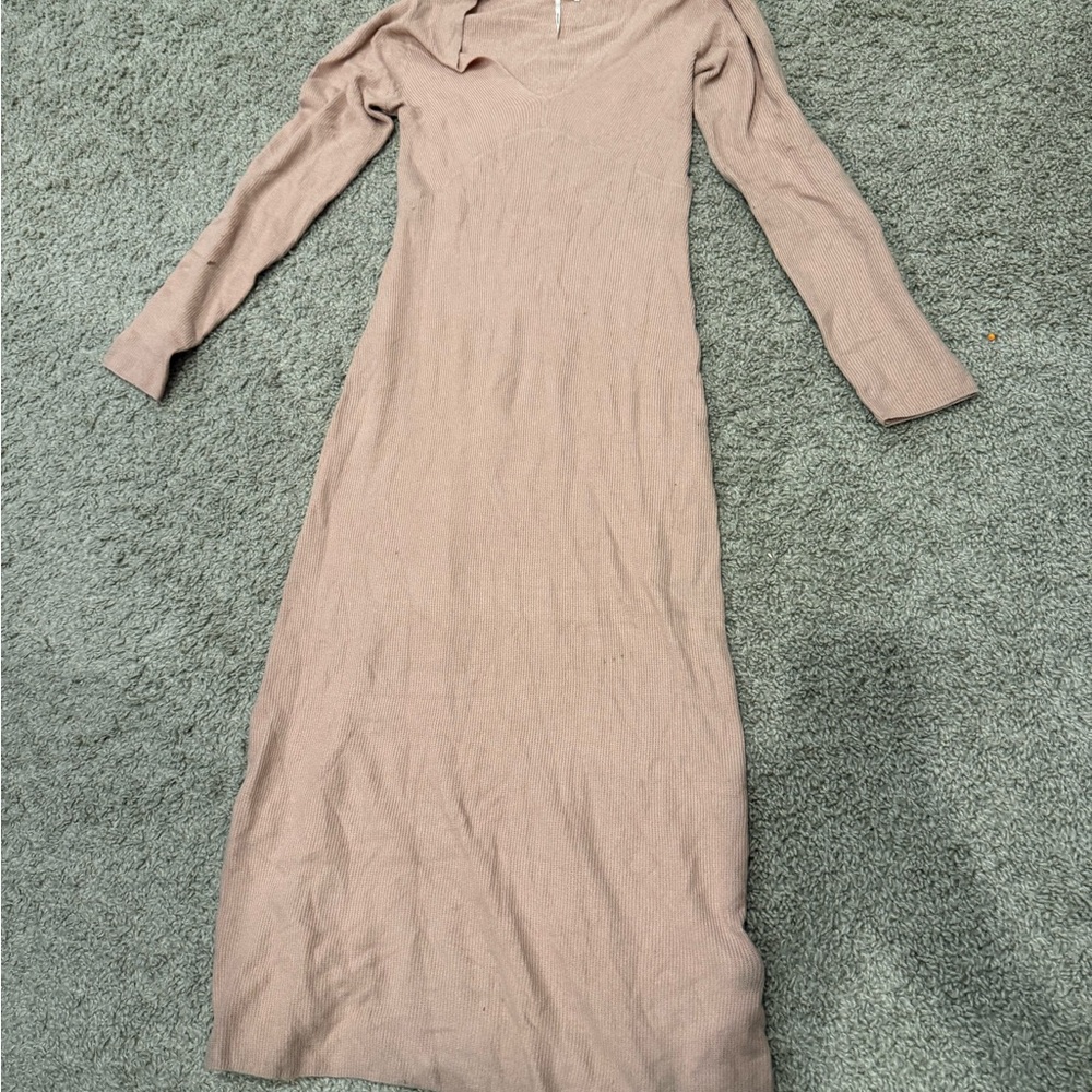 Elegant Mauve Long Sleeve Maxi Dress
